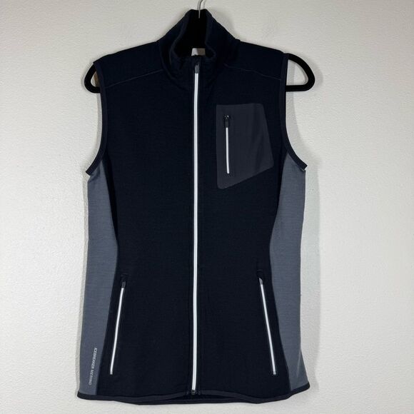 NWT Icebreaker Men’s 100% Merino Wool Atom Vest Black Full Zip Up Size Small